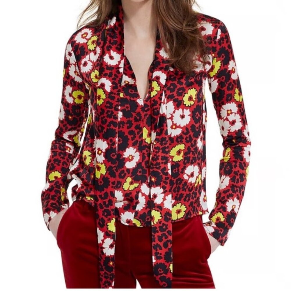 NWT The Kooples Blossom Tie Neck Blouse
